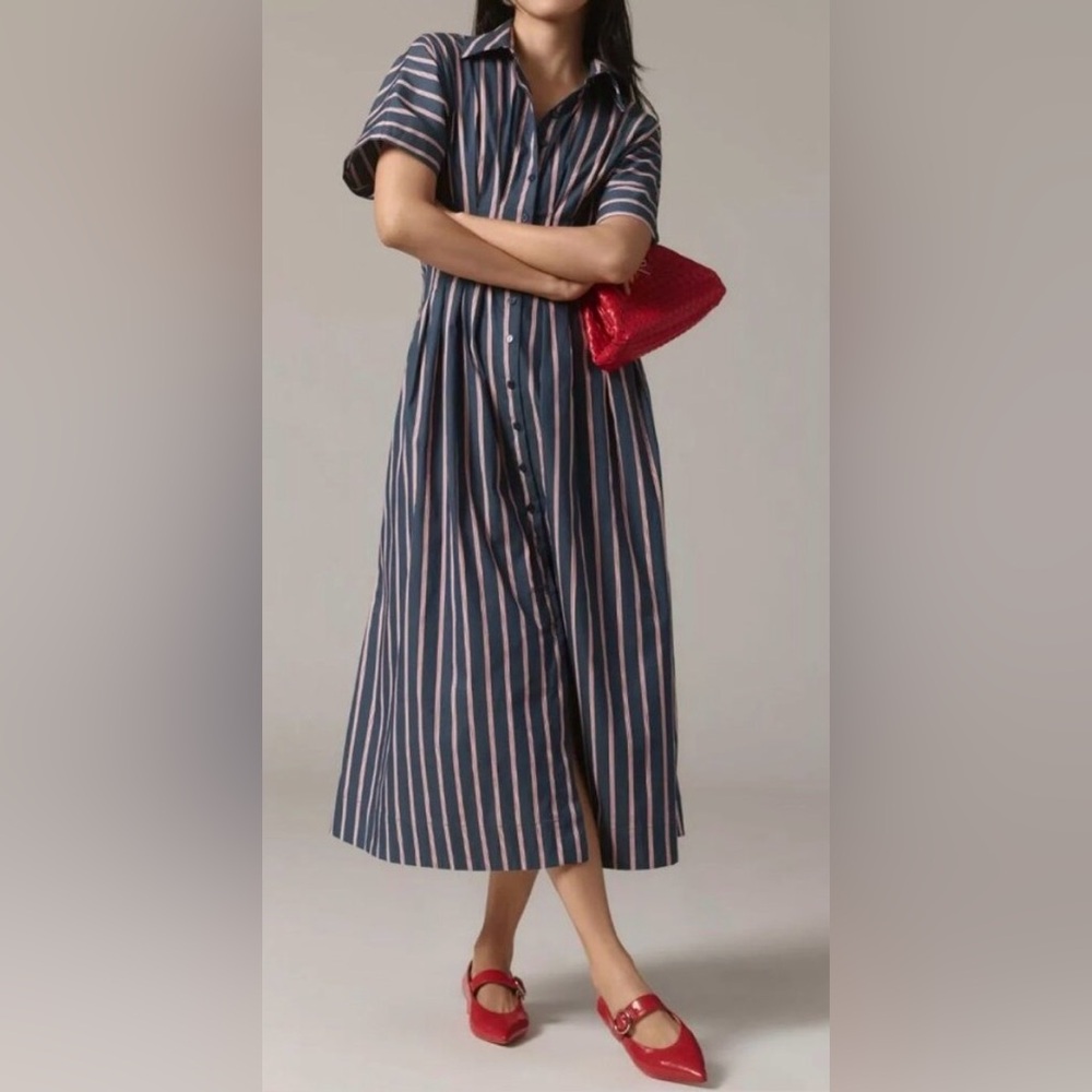 Anthropologie Tobie dress red blue stripe S